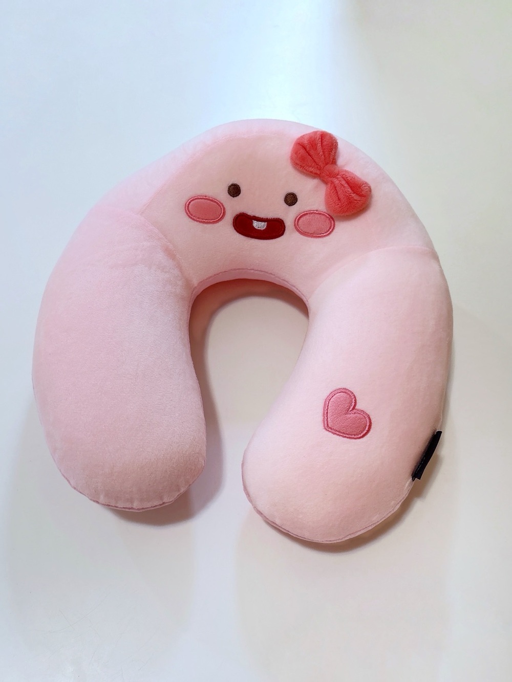 Apeach Pink Plush Travel Neck Pillow